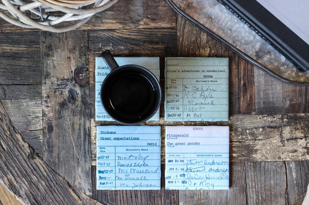 Library Card Coasters