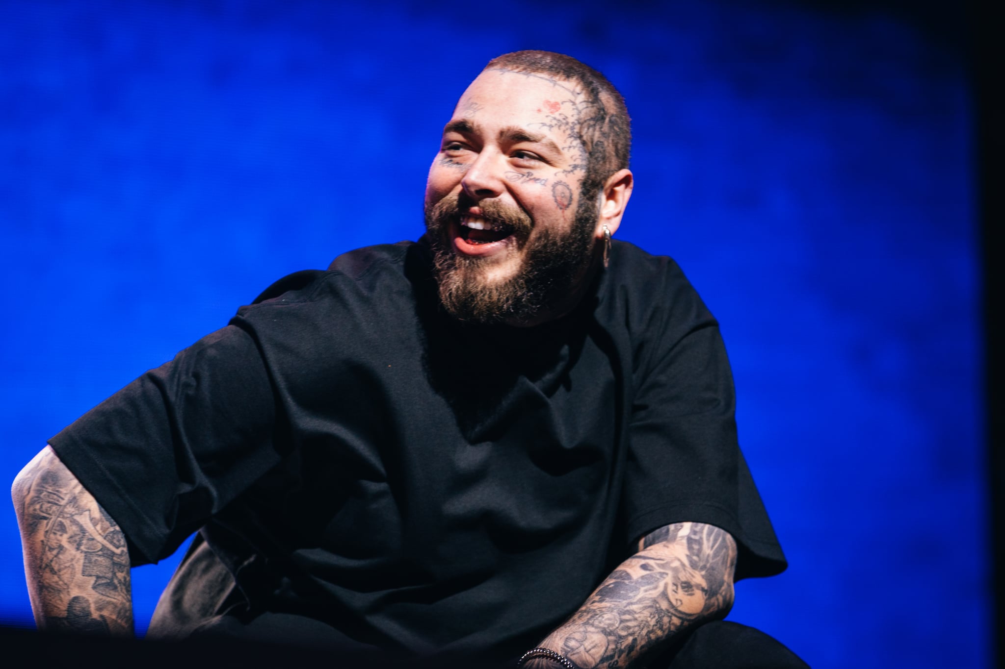 INDIO, CALIFORNIA - APRIL 16: Post Malone performs at the Sahara Tent at 2022 Coachella Valley Music and Arts Festival weekend 1 - day 2 on April 16, 2022 in Indio, California. (Photo by Matt Winkelmeyer/Getty Images for Coachella)