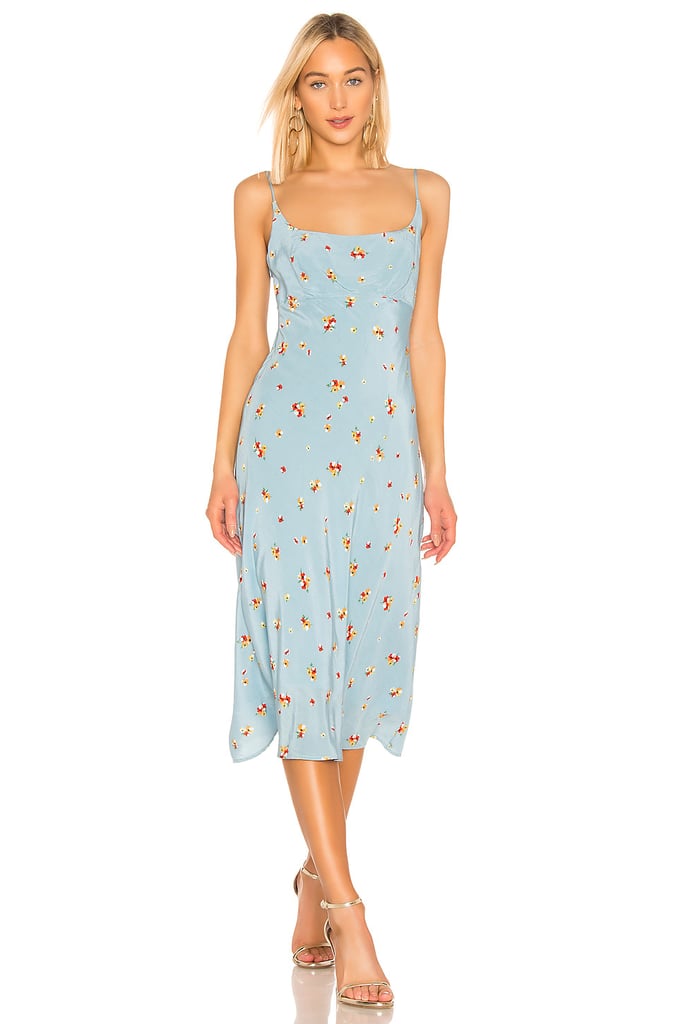 ASTR the Label Joan Dress in Sky Blue Pansy | Priyanka Chopra Slip Dress by Hale Bob in NYC 