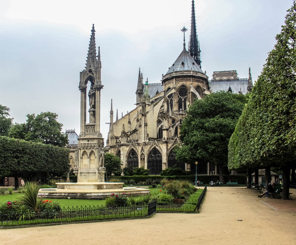 While you can tour inside this quintessential cathedral — and/or climb the 422 steps to the top for breathtaking views of the heart of Paris — don't forget to head to the grounds in the back. This angle will bring forth an entirely new perspective.