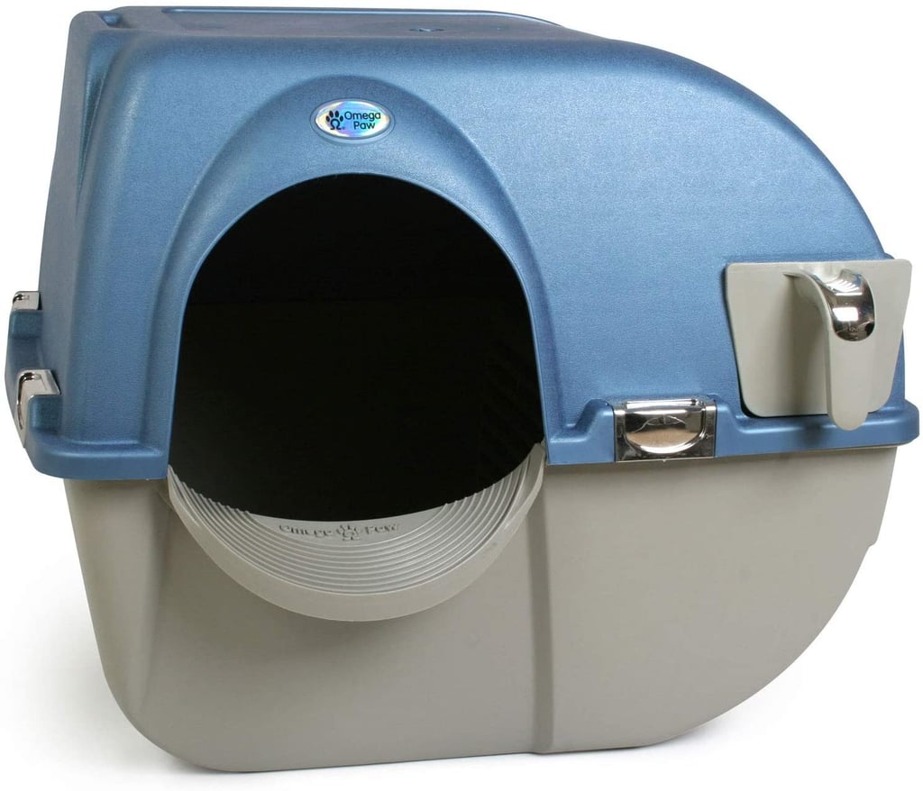 Omega Paw Elite Roll 'n' Clean Litter Box in Blue Best SelfCleaning