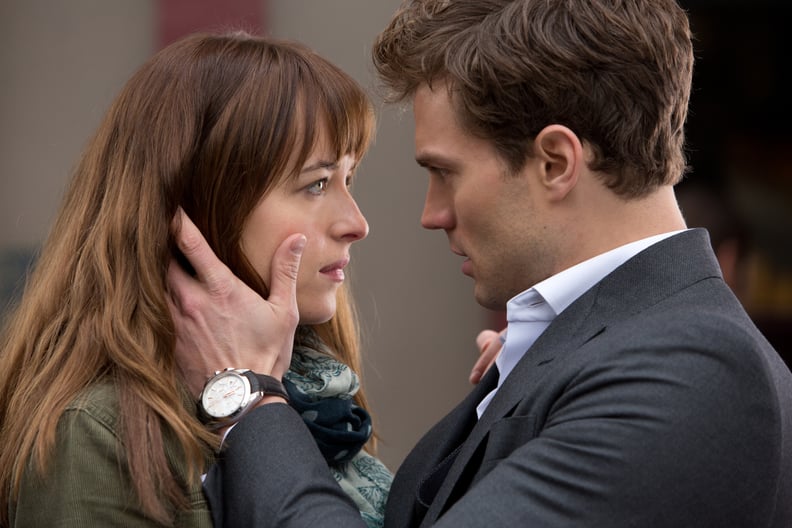 When Christian Grabs Ana's Face Slightly Too Intensely