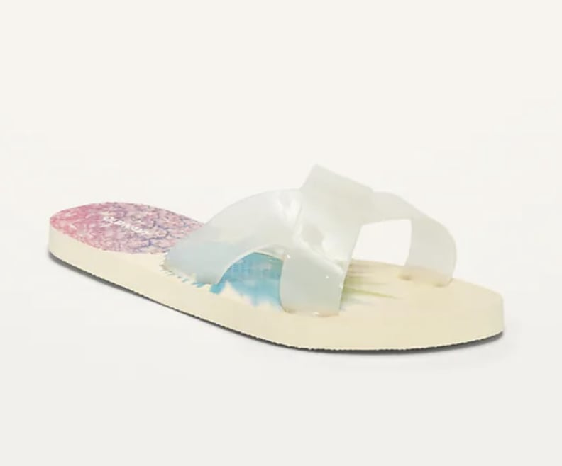 Old Navy Plant-Based Jelly Crisscross-Strap Flip-Flop Sandals in Pineapple Express