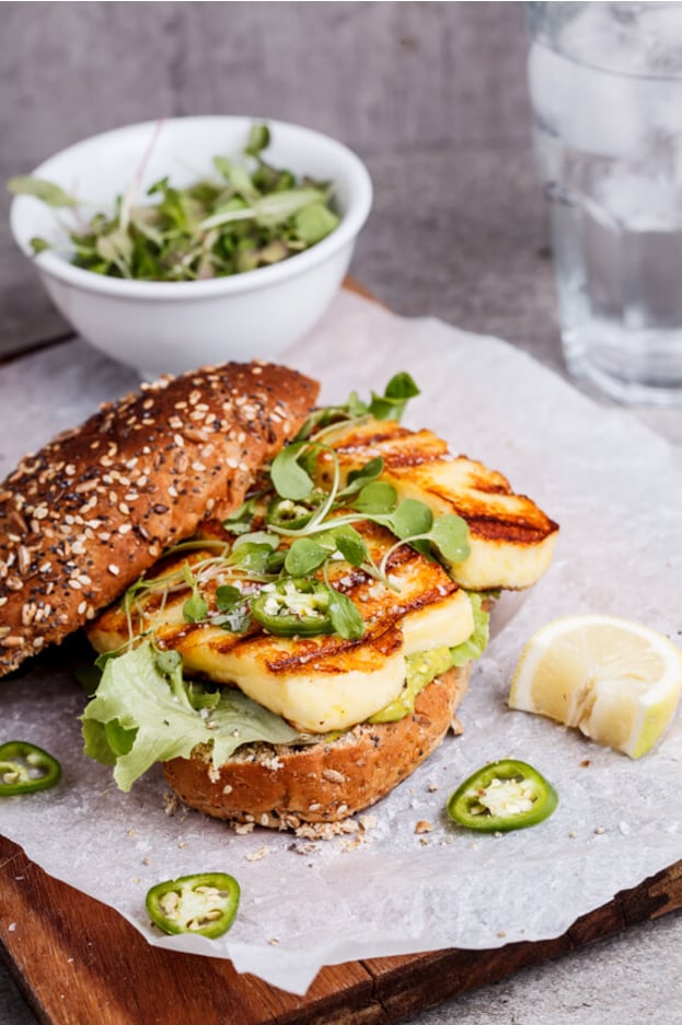Spicy Green Goddess Sandwich With Grilled Halloumi