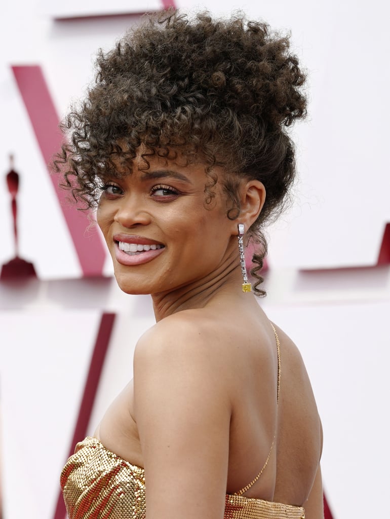 See Andra Day's Gold Cutout Dress at the 2021 Oscars