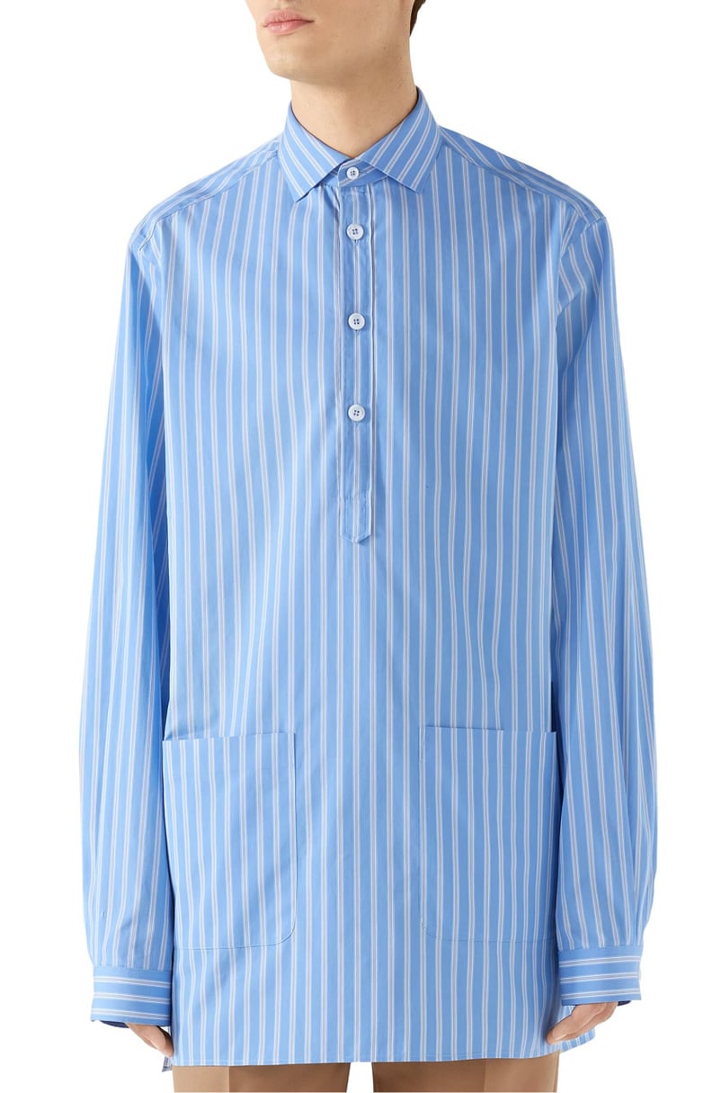 Gucci Oversize Stripe Woven Pullover Shirt