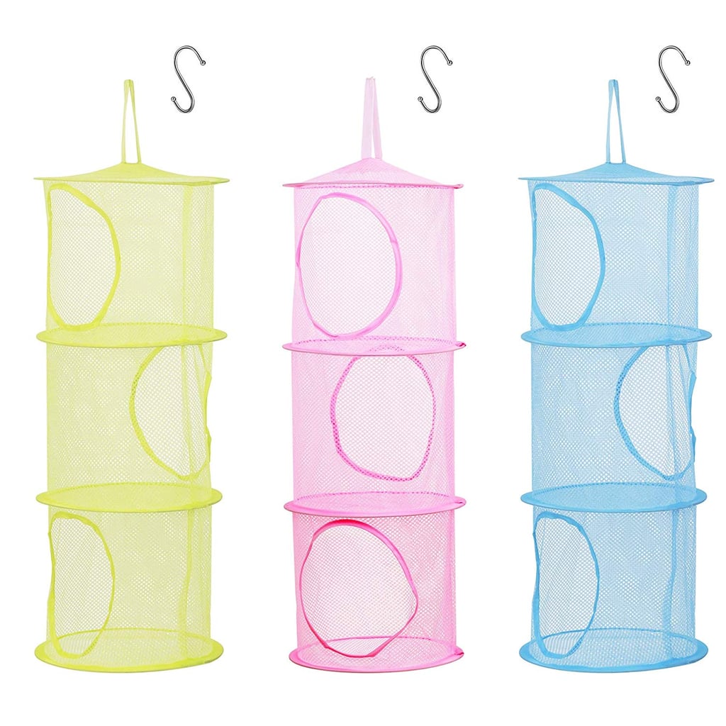 3 Pcs Hanging Mesh Space Foldable Storage Baskets