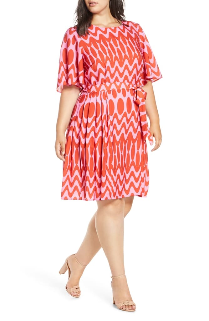 Eloquii Flutter-Sleeve Side Pleat Dress