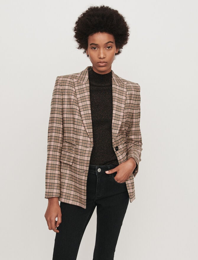 Maje Fitted Plaid Jacket | Selena Gomez Clueless-Inspired Plaid Blazer ...