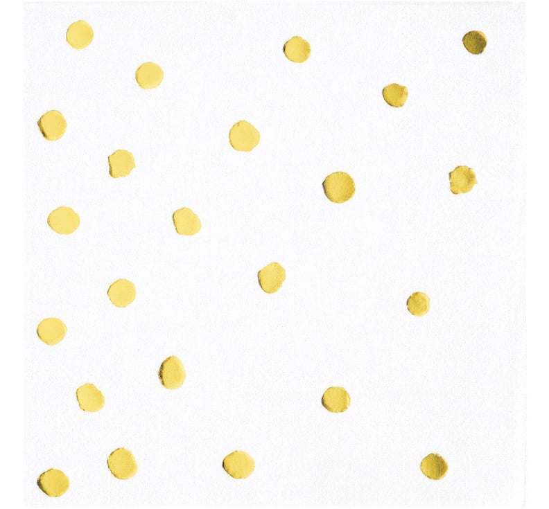 White & Gold Foil Dot Cocktail Beverage Napkins