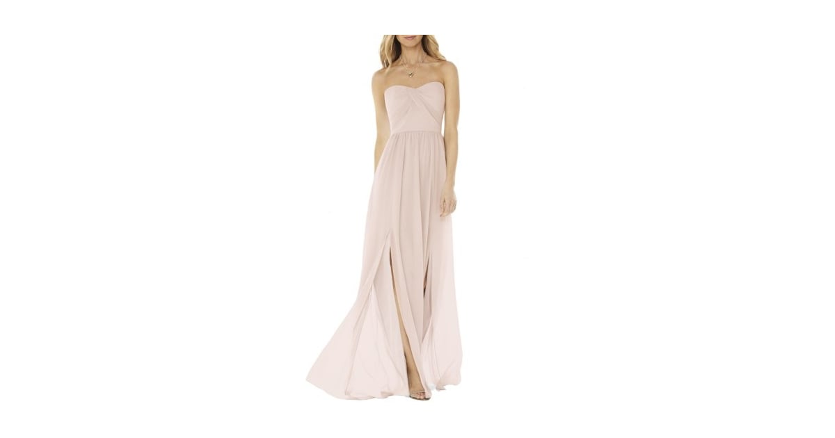 social bridesmaids strapless georgette gown