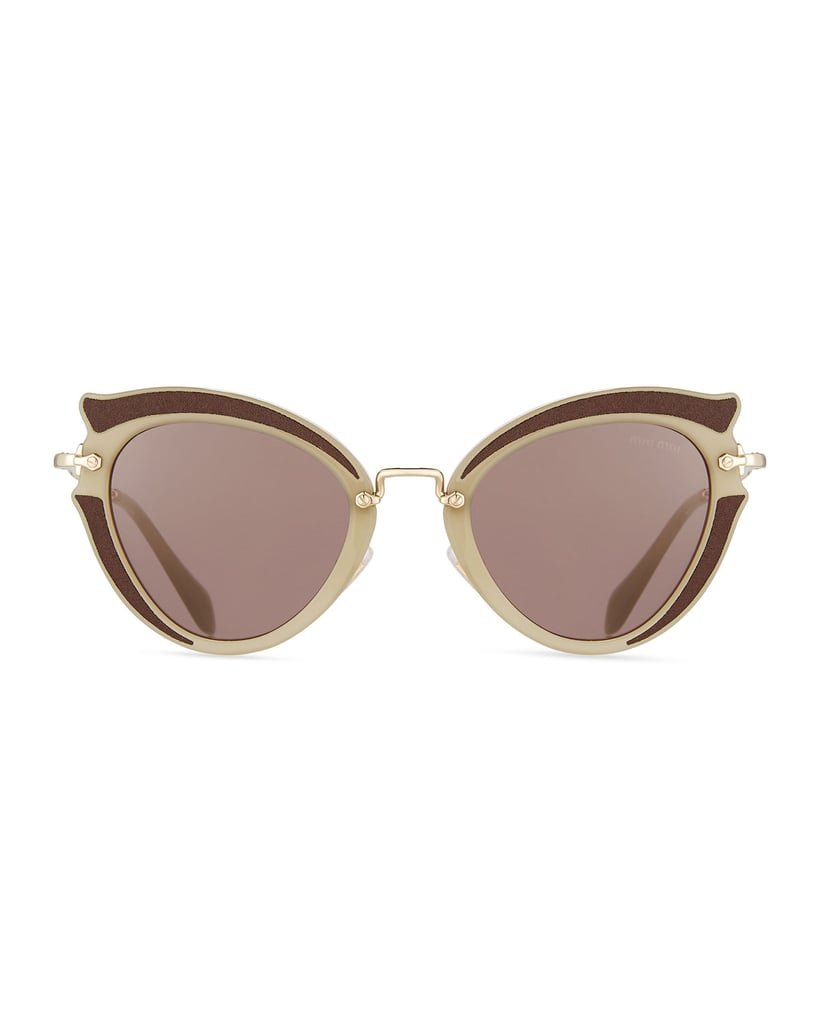 Miu Miu Noir Gradient Cat-Eye Silk Satin Sunglasses