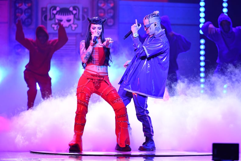 MIAMI, FLORIDA - FEBRUARY 20: Cazzu and Rauw Alejandro perform live on stage during Univision's Premio Lo Nuestro 2020 at AmericanAirlines Arena on February 20, 2020 in Miami, Florida. (Photo by Jason Koerner/Getty Images)