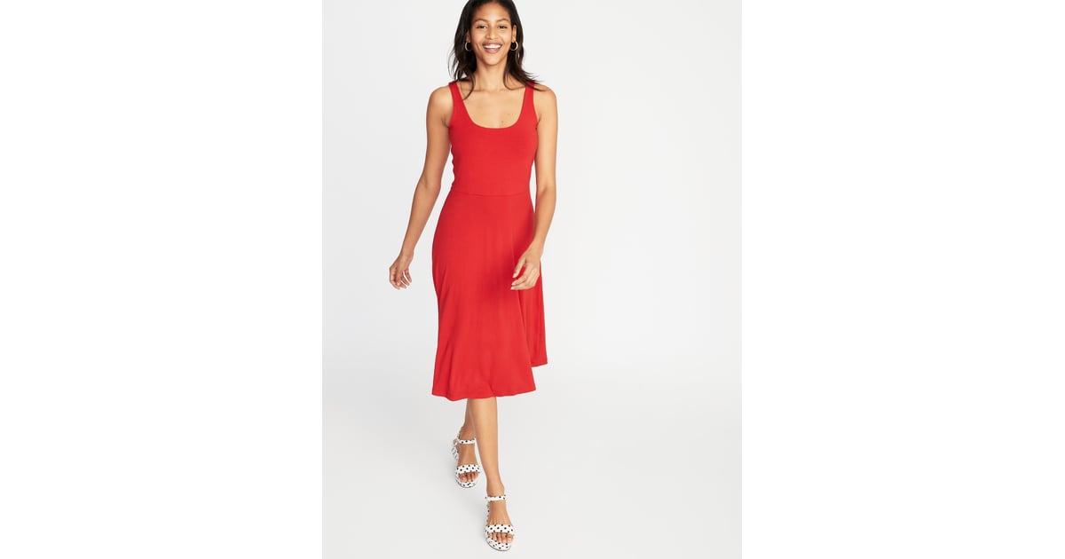 Jersey fit and flare midi dress clearance