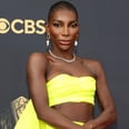 Please Yield For Michaela Coel's Neon Yellow Bralette and 6-Foot Bow at the 2021 Emmys