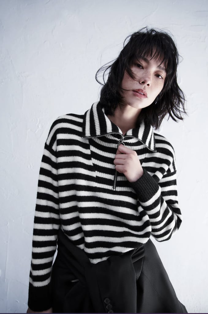 Zippered High Collar Sweater