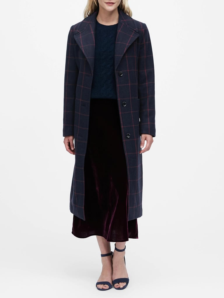 Plaid Italian Melton Long Coat