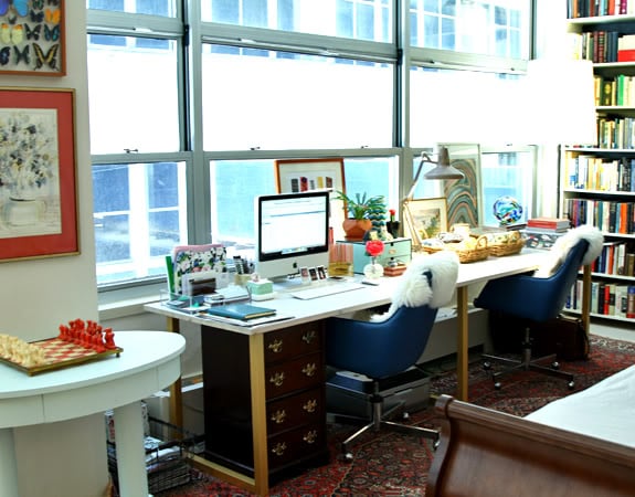 Gold and White Double Desk