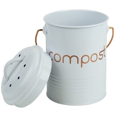 Home Basics Grove Compact Countertop Compost Bin (White)