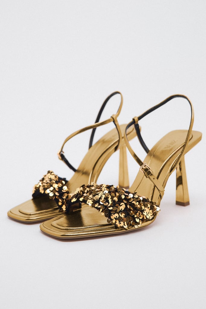 Glitzy Evening Heels: Zara High Heeled Sequin Sandals