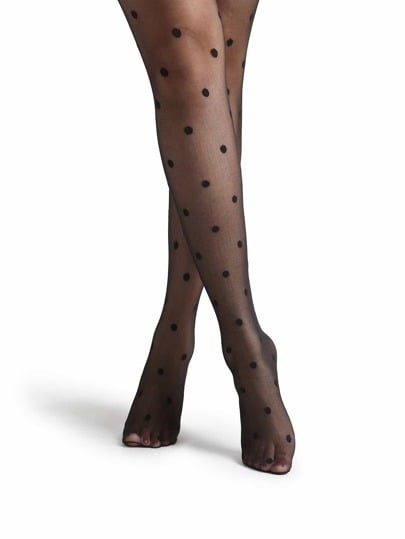 SHEIN Black Polka Dot Pattern Sheer Mesh Tights Stockings