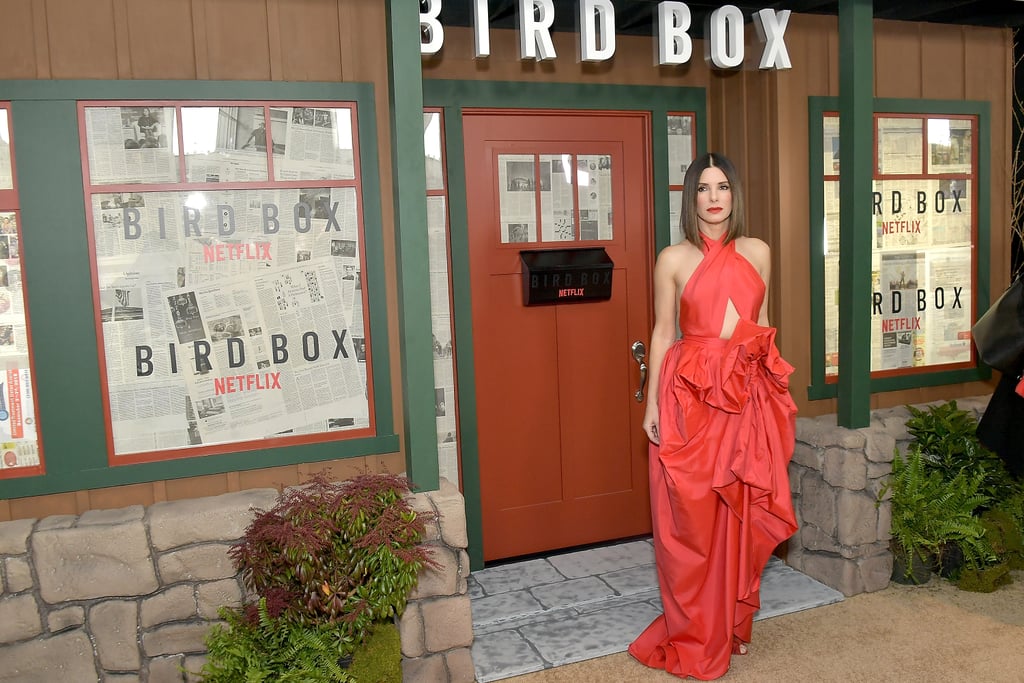 Sandra Bullock Red Dress at Bird Box Screening 2018