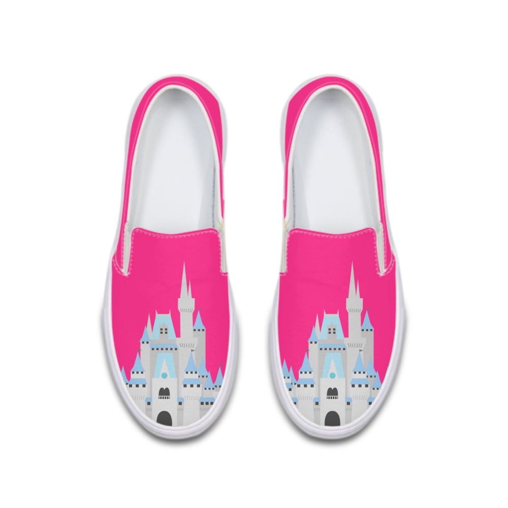 Hot Pink Disneyland Castle Deluxe Canvas Shoe