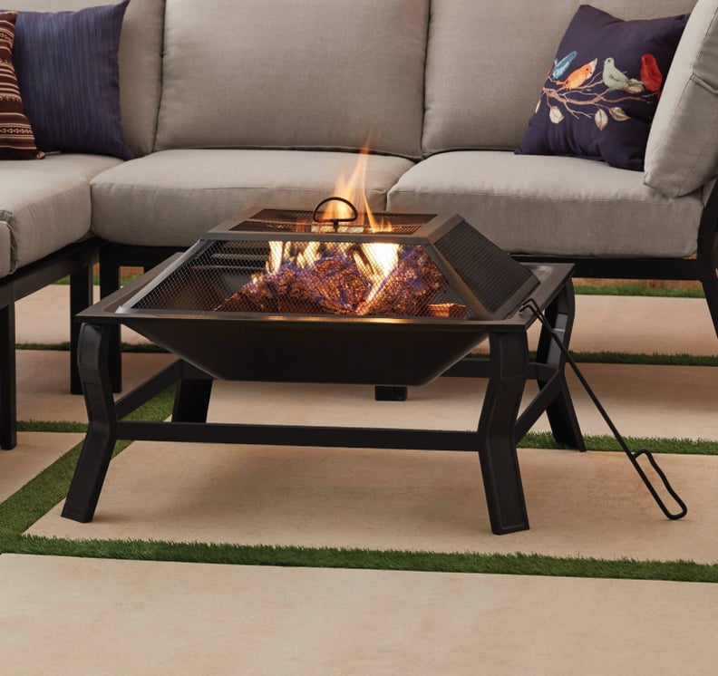 A Modern Firepit: Mainstays Greyson Square Wood-Burning Fire Pit