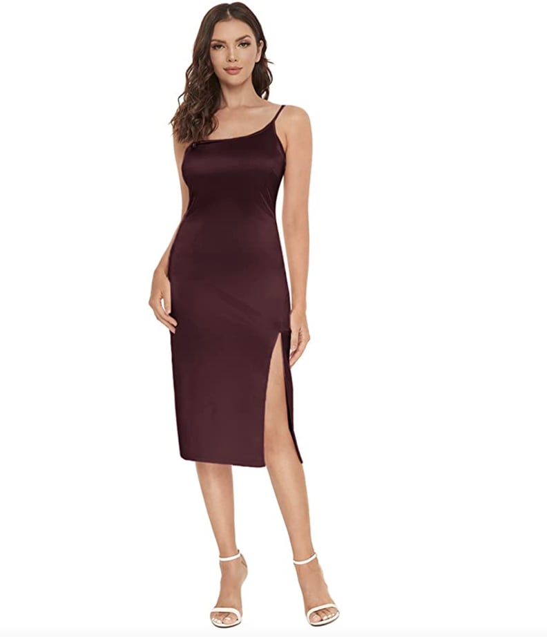 A One-Shoulder Silhouette: Romwe Cocktail Midi Dress