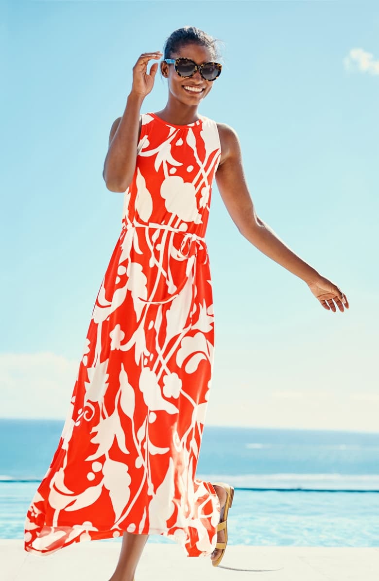 Boden Delphine Tie-Waist Sleeveless Maxi Dress