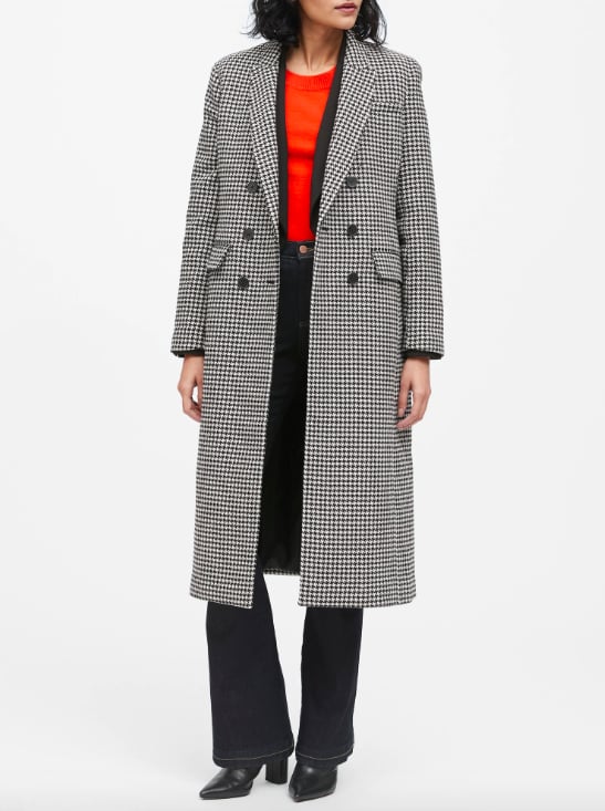 Houndstooth Double-Breasted Car Coat