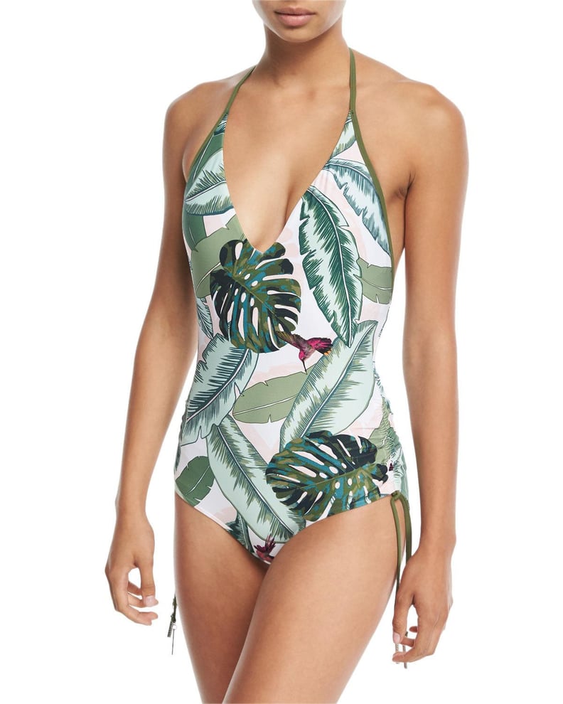 Seafolly Palm Beach Deep-V Maillot Halter One-Piece Swimsuit