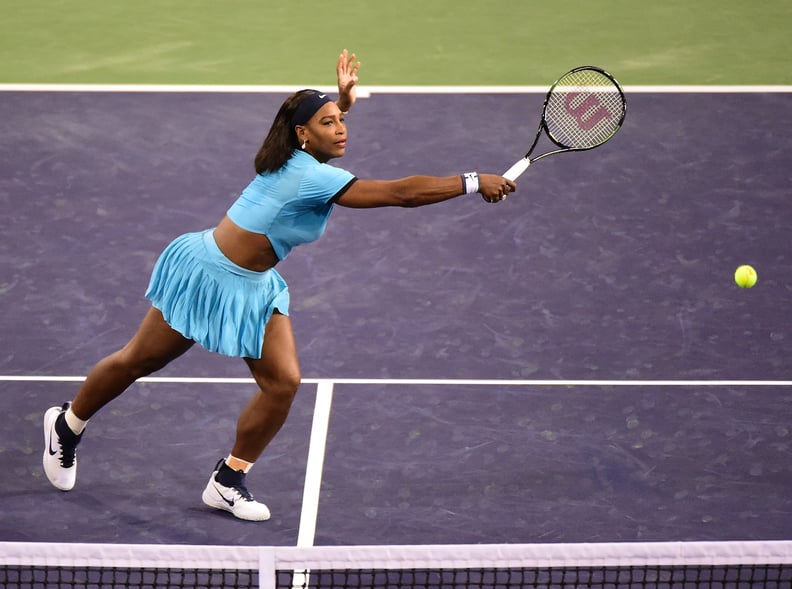 We Loved Serena Williams in This Blue Crop Top at the 2016 BNP Paribas Open