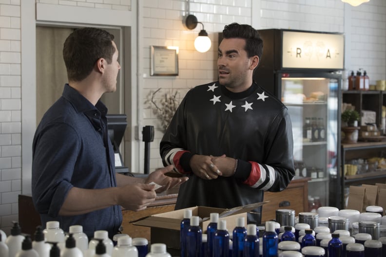 David Rose's Leather Givenchy Sweater on "Schitt's Creek"