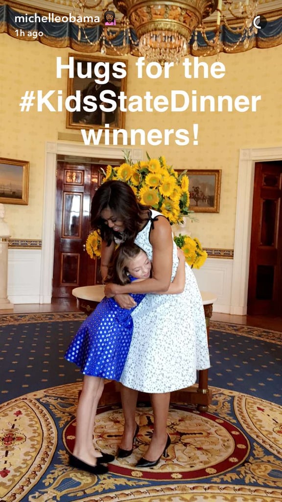 Michelle Obama White Dress With Bows Kids' State Dinner 2016