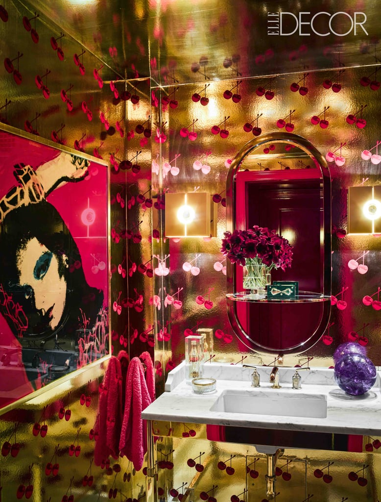 Andy's bathroom might look straight out of a club, but that's because he's often entertaining an intimate circle of A-listers. Close friend Sarah Jessica Parker describes his house, saying, "That flowered wallpaper, that yellow buffalo plaid on the couch, are so divinely Andy. They're whimsical but weighted in something grown-up. I sneak out to Andy's place when I have a half hour, and we'll have a drink and catch up."