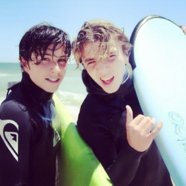 Madonna's son, Rocco Ritchie, took to the waves with a pal.
Source: Instagram user madonna