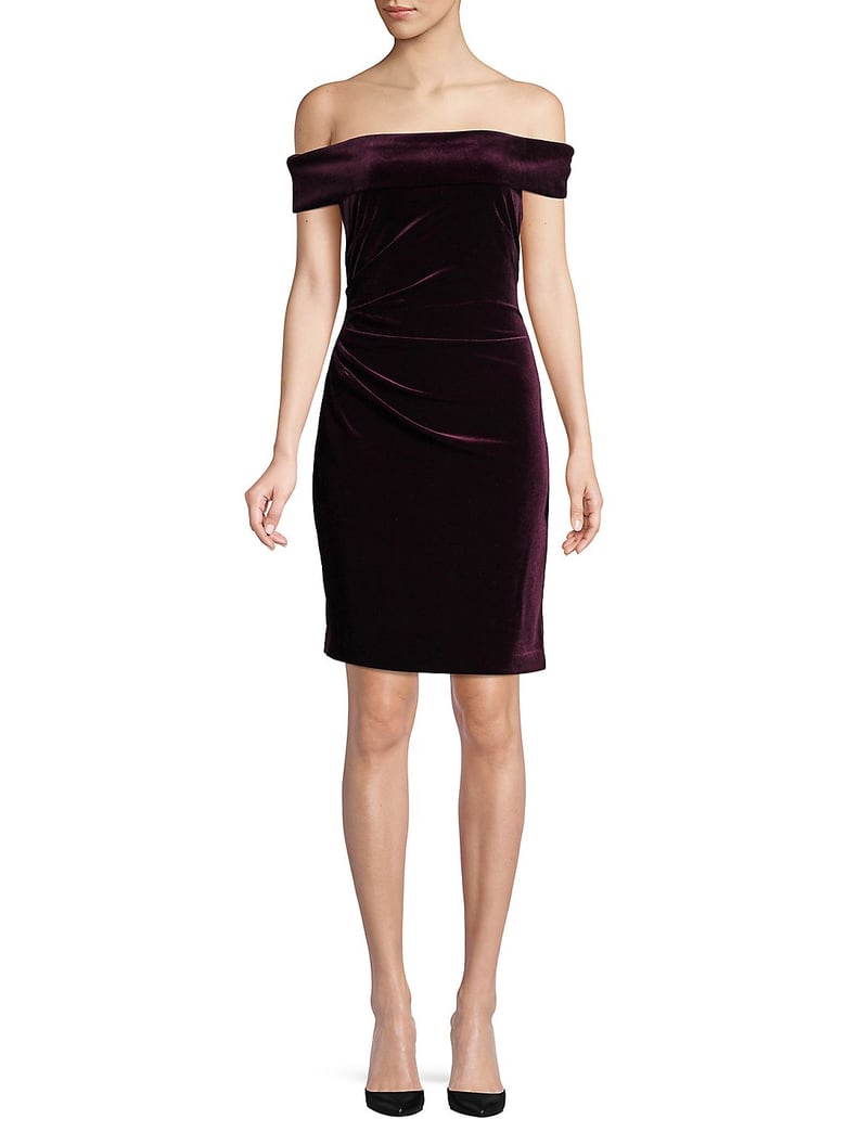 Vince Camuto Off-the-Shoulder Velvet Sheath Dress