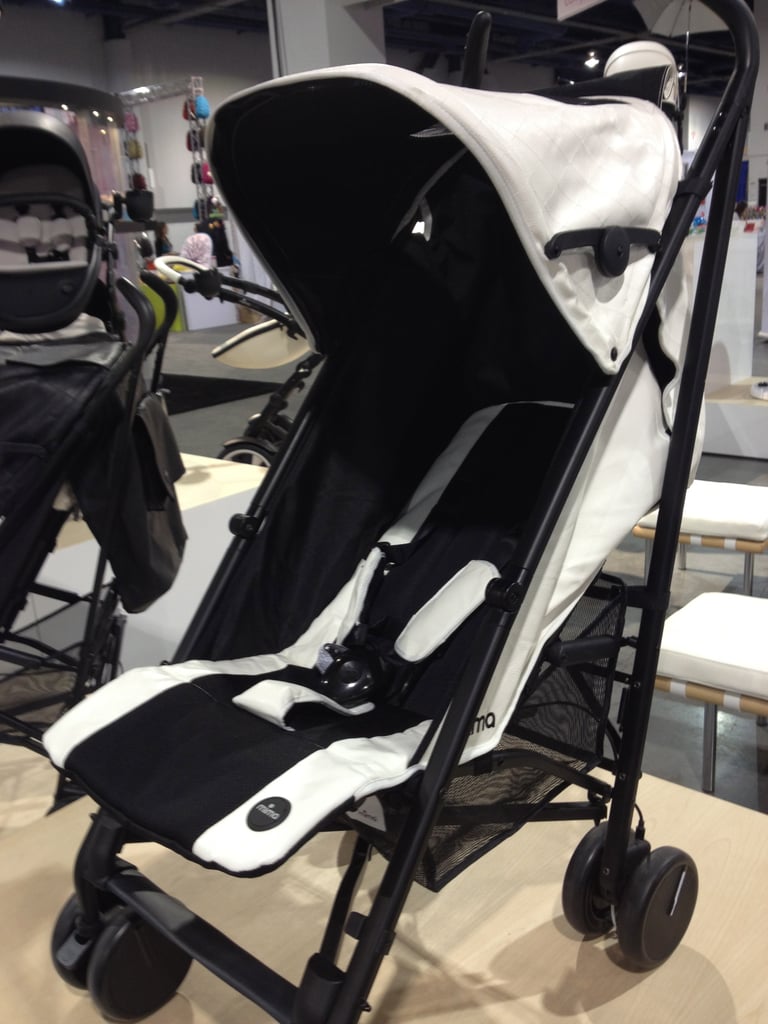 Mima's umbrella stroller, the Bo, features faux leather details.