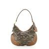 Prada Zip Hobo Camouflage Jacquard With Leather Medium Brown