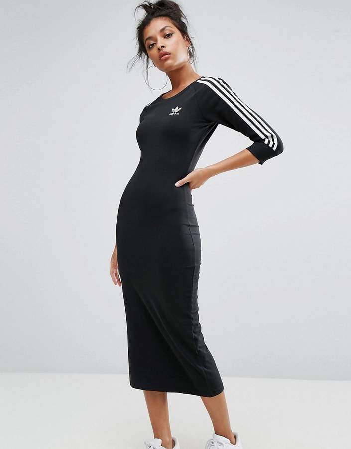 Adidas Black Three-Stripe Midi Dress