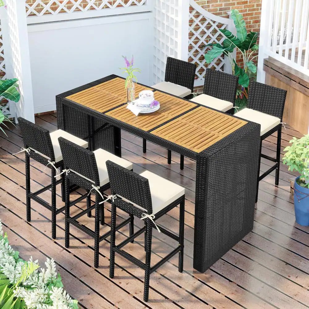 Something Contemporary: Nestfair Black 7-Piece Wicker Outdoor Dining Set