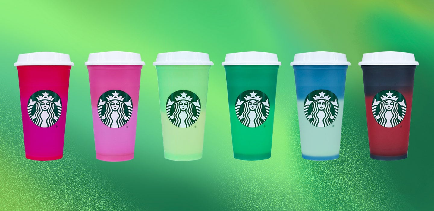 Starbucks 2021 Christmas Holiday Blue Candy Cane Reusable Color Changing Hot Cup 