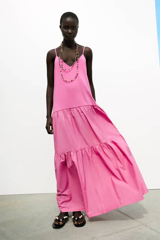 Zara pink maxi dress discount