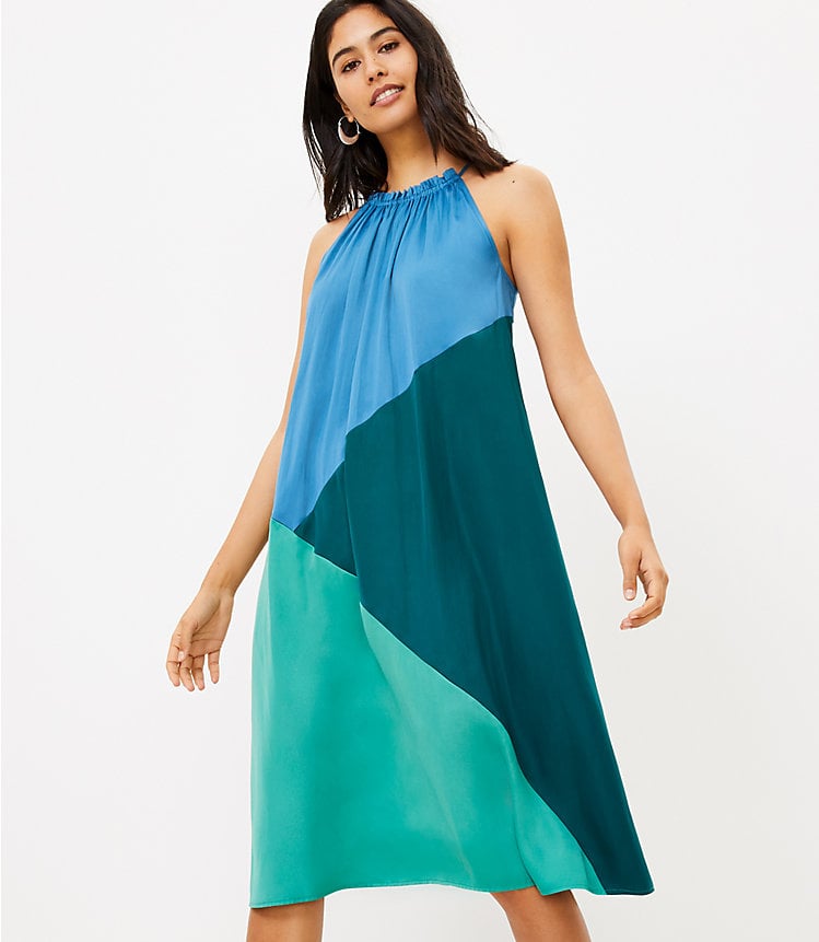 Loft Colorblock Halter Midi Dress