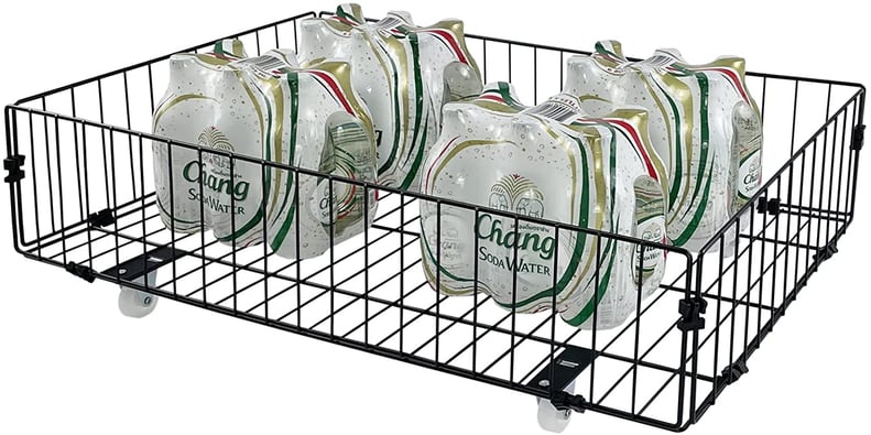 A Rolling Cart: Foldable Rolling Under Bed Metal Basket