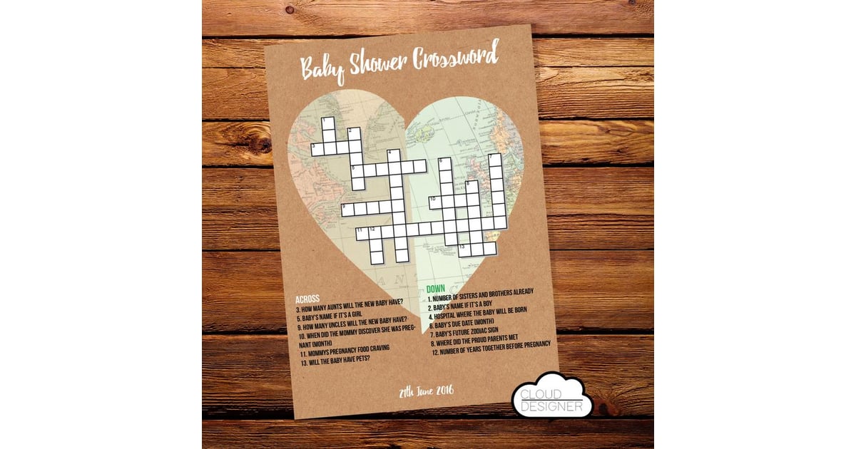 Printable Baby Shower Crossword Puzzle 50 Easy To Print Baby Shower Games Because Being Pregnant Is Already Hard Enough Popsugar Family Photo 5