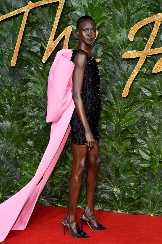 For an appearance at the British Fashion Awards, Alek wore a sparkling minidress that featured the biggest, longest pink bow.