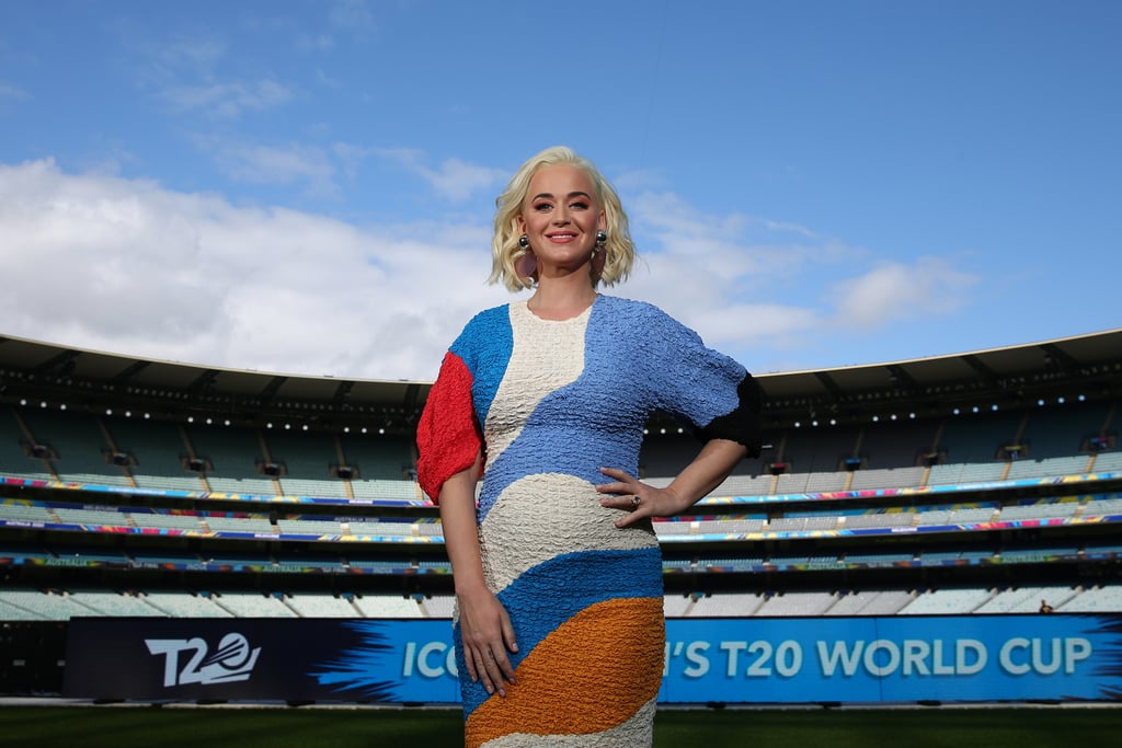 Katy Perry in a Multicolor, Formfitting Dress