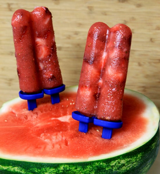 Watermelon Strawberry Mint Popsicles